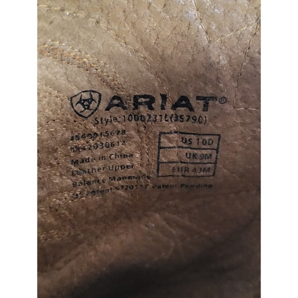 Ariat Western Cowboy Boots Distressed Leather Square‎ Toe Pull On Mens 10D Brown - Picture 5 of 8